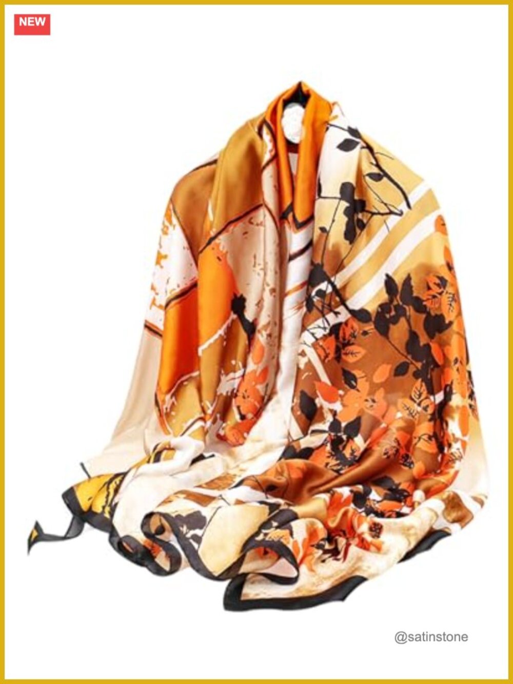Floral Pattern Shawl Scarf for Women Lightweight Simulated Silk Wrap Summer